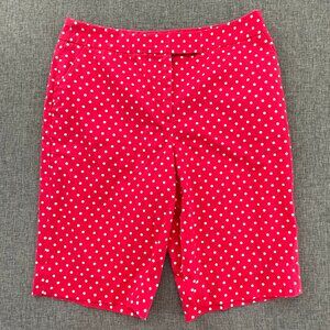 Jones New York Signature Polka Dot Shorts Hot Pink & White 2 Petite Stretch Cott